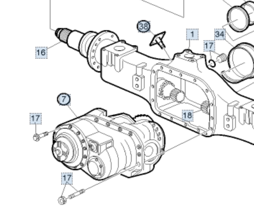 20545472 редуктор проходной RT3210HV 4,55 19/25 полуось 38 шлиц VOLVO FM12